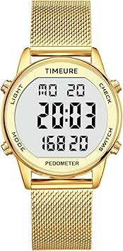 Women's Step Counter Pedometer Watch with Stainless Steel Bracelet, Stylish Design, No App, No Ch... | Amazon (US)