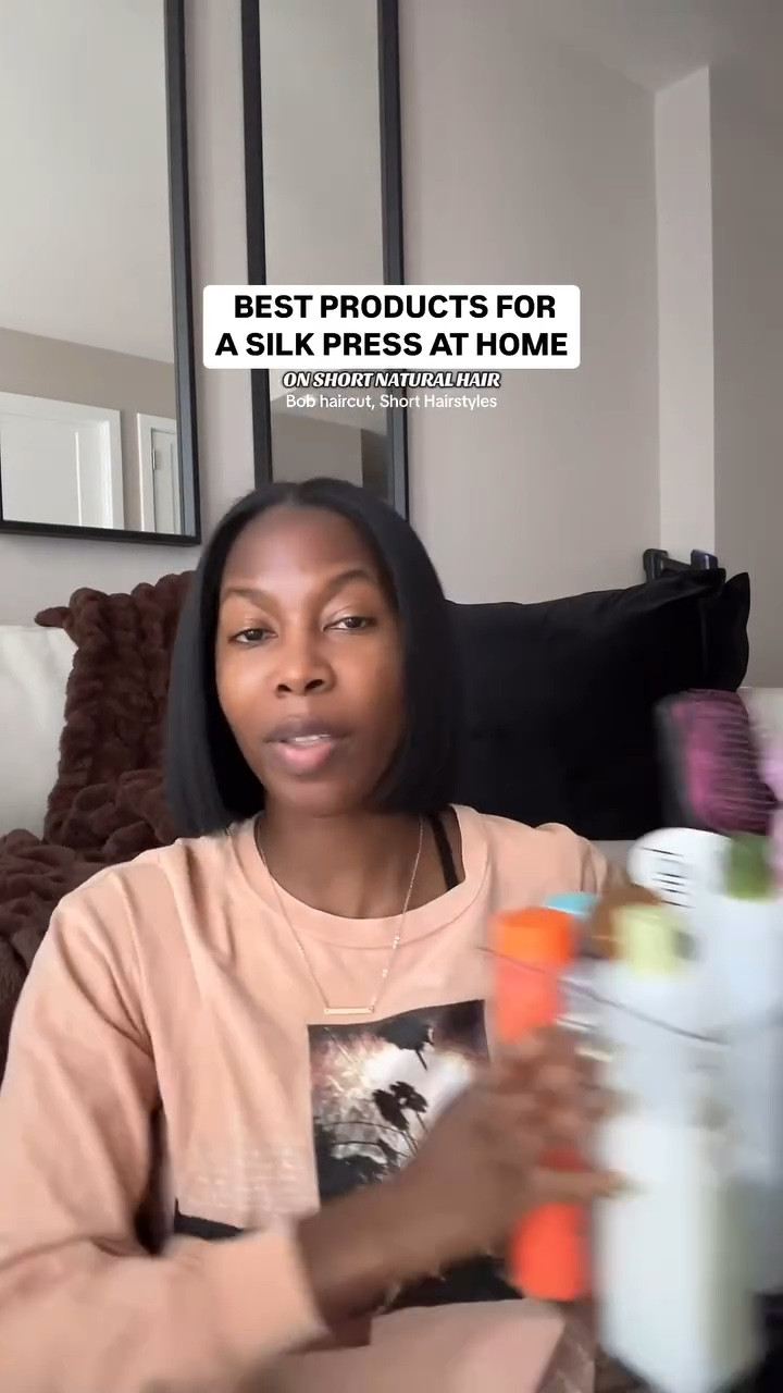 I still get comments and DMs on my bob, my silk press and whether my hair is natural lol. So here are the best products (imo) that I use to achieve this silk press at home on my natural hair everytime....without fail!💛
.

.

.
#silkpressnaturalhair #silkpressathome
#silkpressseason #silkpressproducts #silkpresstutorial #shorthaircut #bobhaircut #naturalhairbob #blackgirltiktok