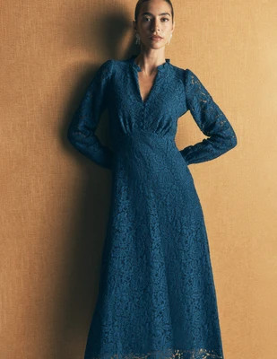 Boden Women's Cassie Lace Tea Dress in Blue | Size 2 | Boden (US)
