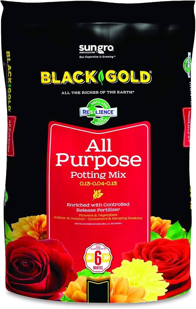 Sun Gro Horticulture 8-Quart Black Gold 1310102 Purpose Potting Soil With Control, Brown/A | Amazon (US)