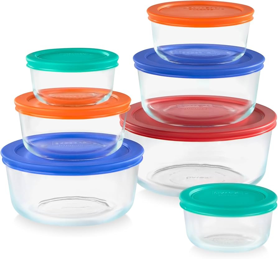 Pyrex Simply Store (7-Pack) Glass Food Storage Containers Set, (1, 2, 4 & 7 Cup) Meal Prep Contai... | Amazon (US)