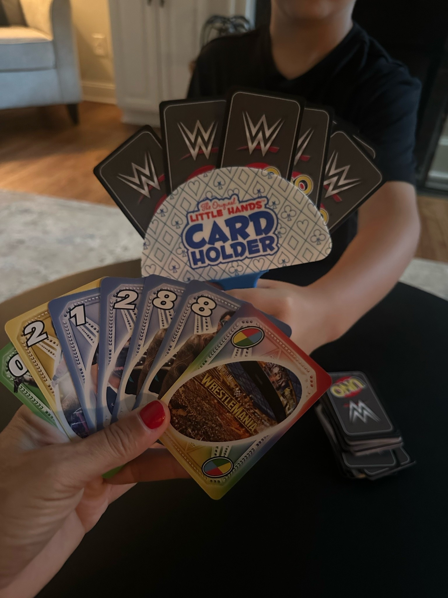 WWE Uno game and little hands card holder ❤️

#LTKmomlife #LTKdayinmylife #LTKKids