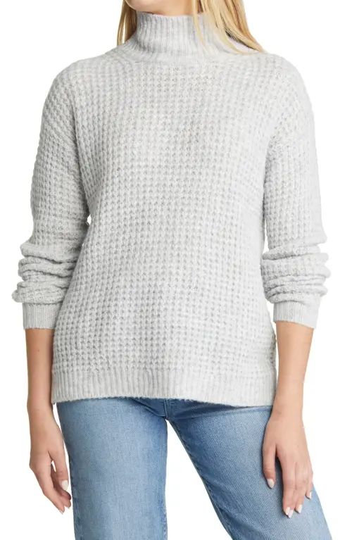 caslon(r) Thermal Turtleneck Sweater in Grey Light Heather at Nordstrom, Size Large | Nordstrom