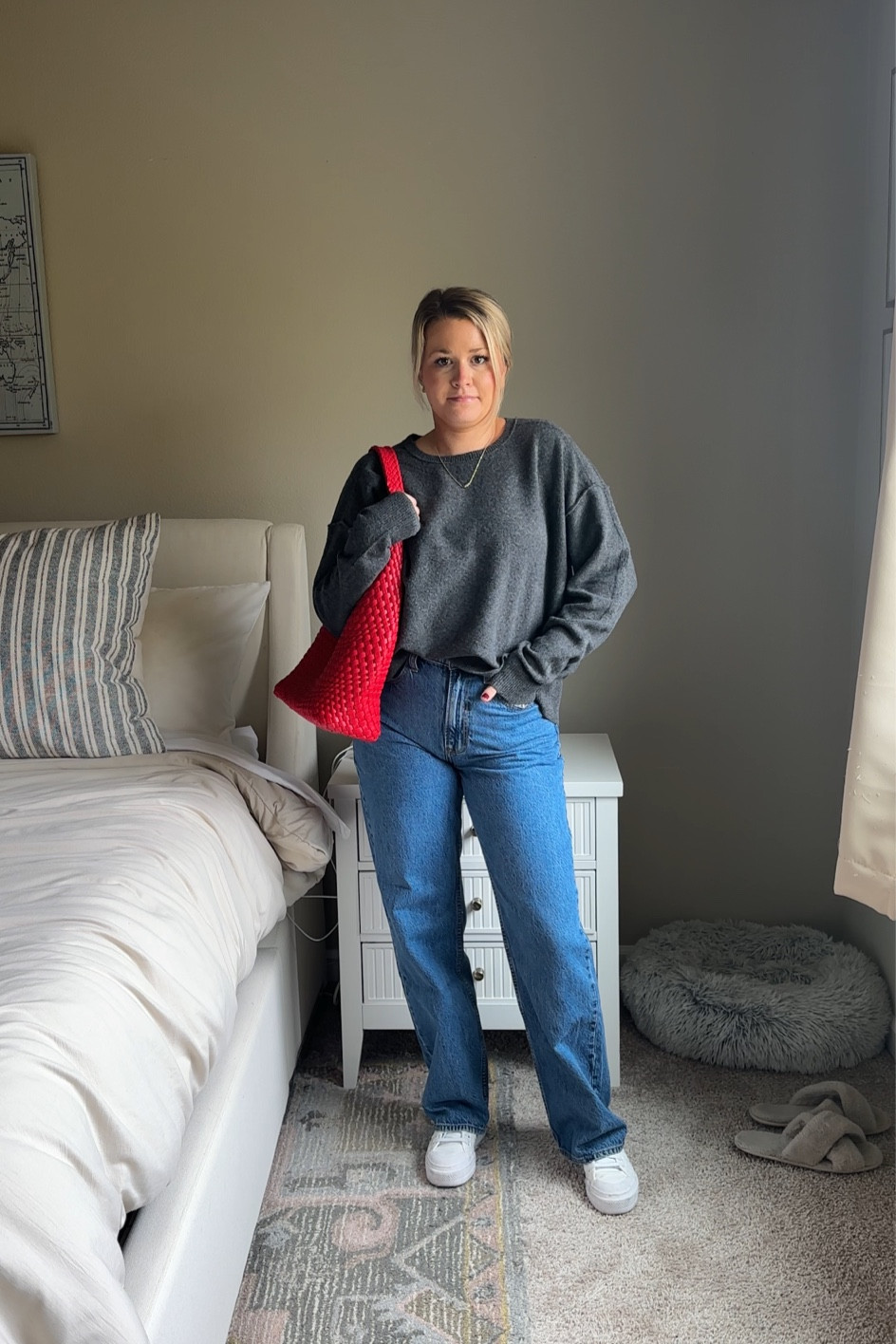 fall denim outfit that’s comfy! I love these loose jeans from Abercrombie. True to size. Also, loving the red bag as a pop of color 

fall jeans / fall outfits / red accessories 

#LTKstyletip #LTKitbag #LTKfindsunder100