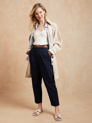 High-Rise Pleated Crop Authentic Chino | Banana Republic Factory