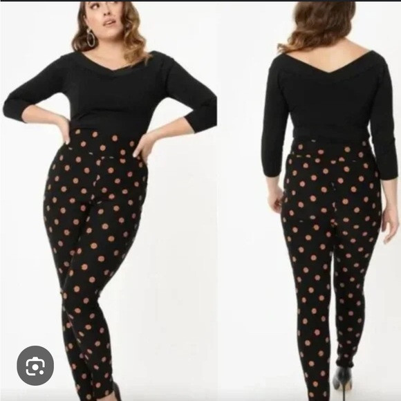 Unique Vintage Black & Orange Pumpkin Patch Rizzo Cigarette Pants | Poshmark