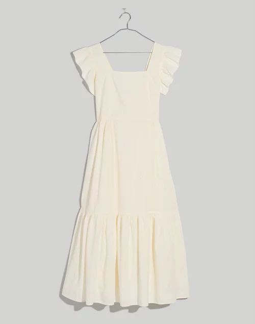 Plus Ruffle-Strap Tiered Midi Dress in Textural Stripe | Madewell