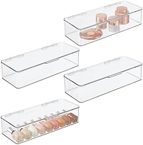 mDesign Makeup Storage Stackable Organizer Box for Bathroom Vanity, Countertops, Drawers - Holds ... | Amazon (US)