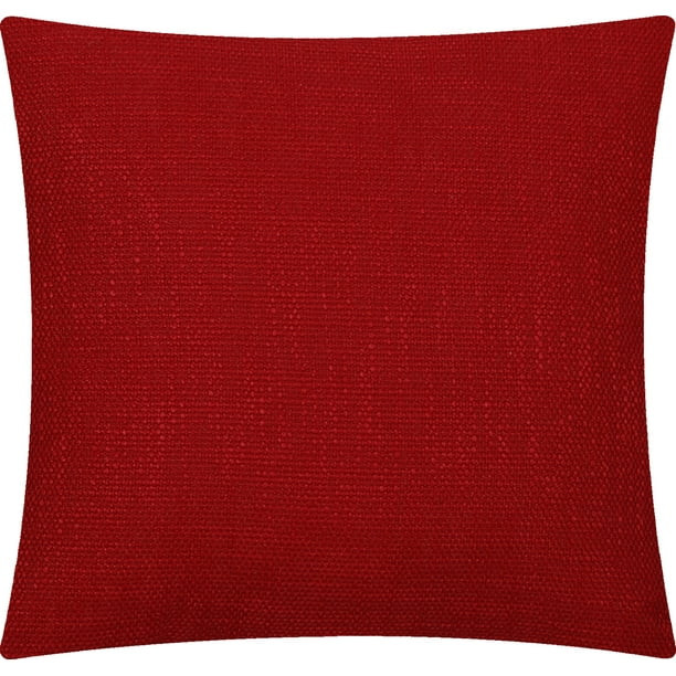 Mainstays Solid Texture Polyester Square Decorative Throw Pillow, 18" x 18", Red | Walmart (US)