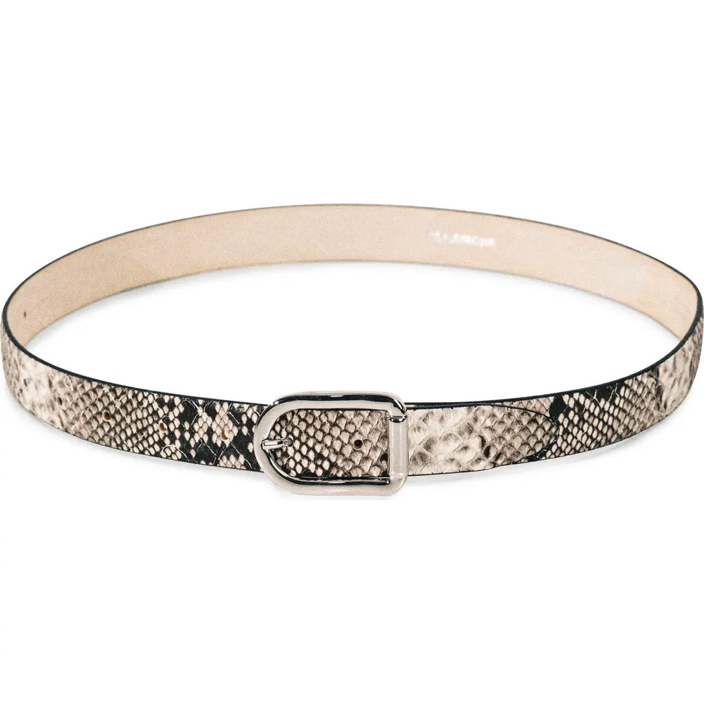 Déhanche Mija Snakeskin Print Leather Belt in Ivory Snakeskin Print/Silver at Nordstrom, Size Large | Nordstrom