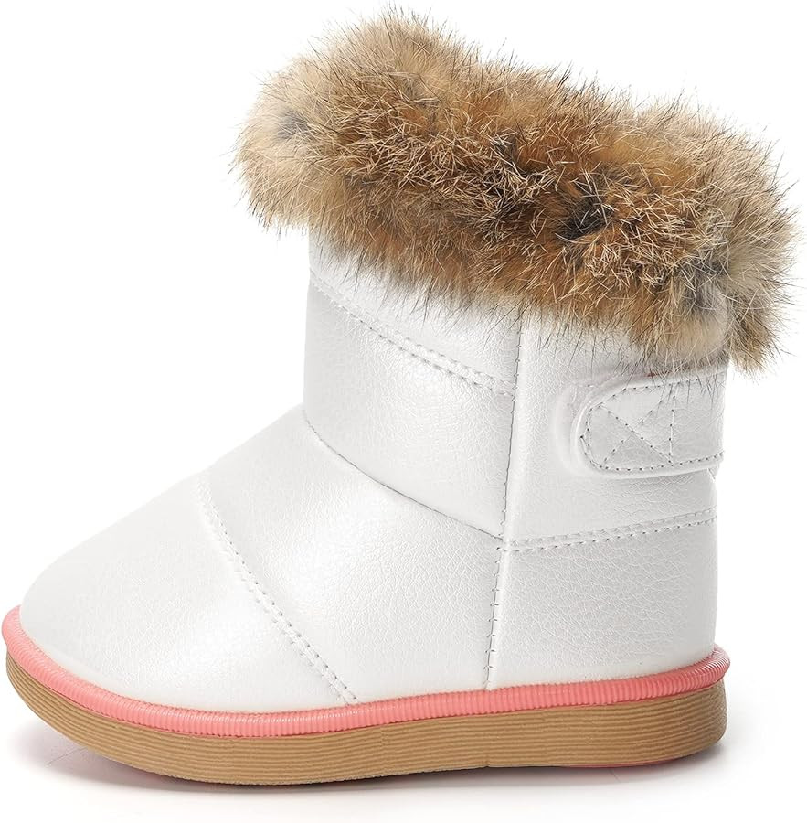 KVbabby Girl's Snow Boots Toddler Boots Kids Warm Winter Boots Fur Lined Waterproof Boots PU Leat... | Amazon (US)
