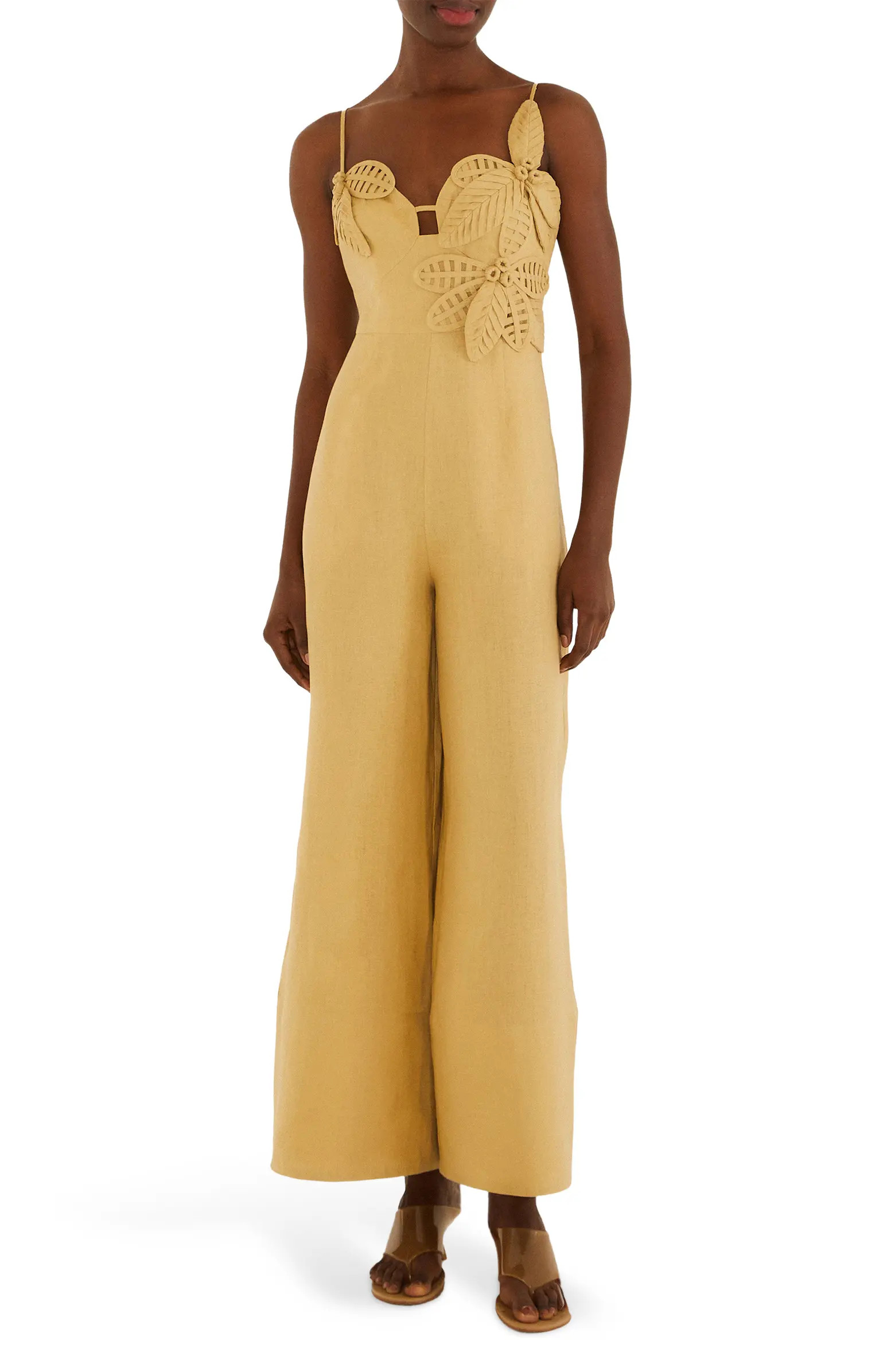 Sand Flowered Wide Leg Jumpsuit | Nordstrom