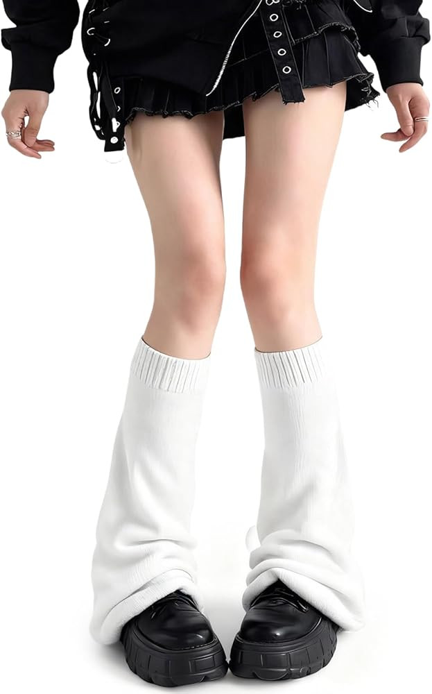 Leg Warmers Y2K White Fluffy Lolita for Girls 80s Women Kawaii Harajuku Cute Long Socks Ankle Bal... | Amazon (US)