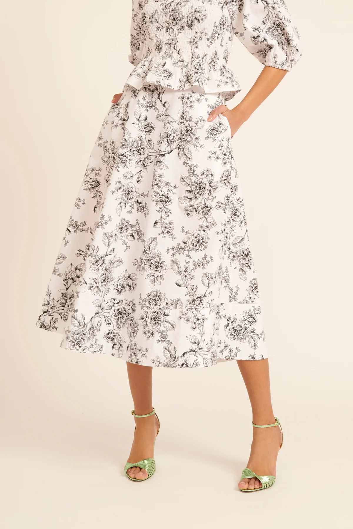 Cotton Poplin Maxi Skirt- Black Toile | Rachel Parcell