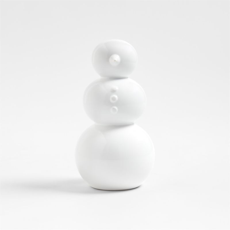Small White Holiday Ceramic Snowman 6.5" + Reviews | Crate & Barrel | Crate & Barrel