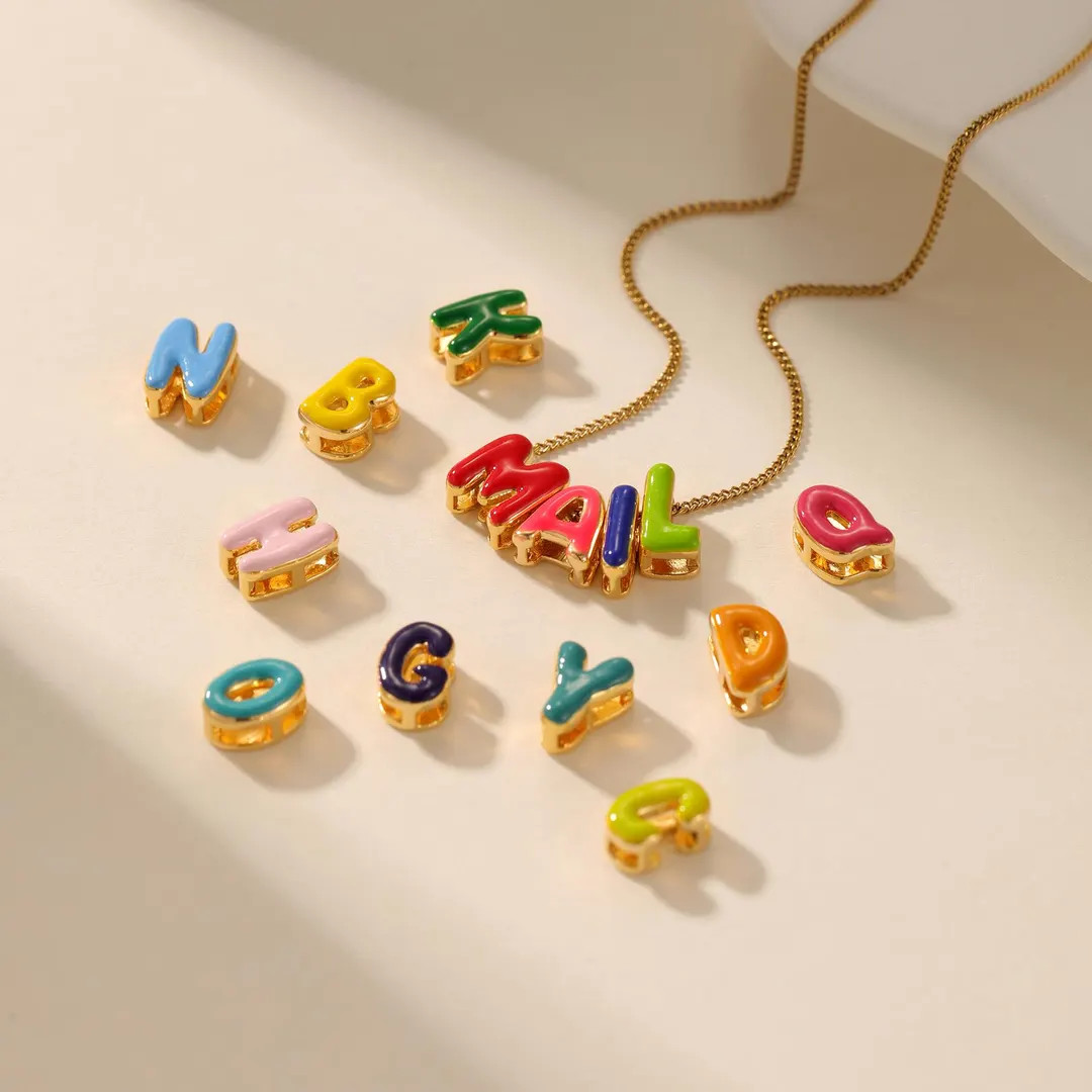 Rainbow Color Enamel Name Necklace ,colorful Bubble Letters Name Pendant ,girl Name Necklace,vale... | Etsy (US)