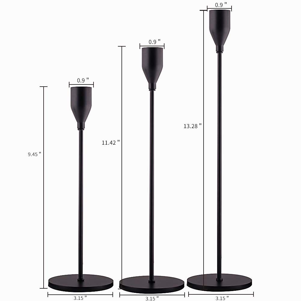 SUJUN Matte Black Candle Holders Set of 3 for Taper Candles, Decorative Candlestick Holder for We... | Amazon (US)