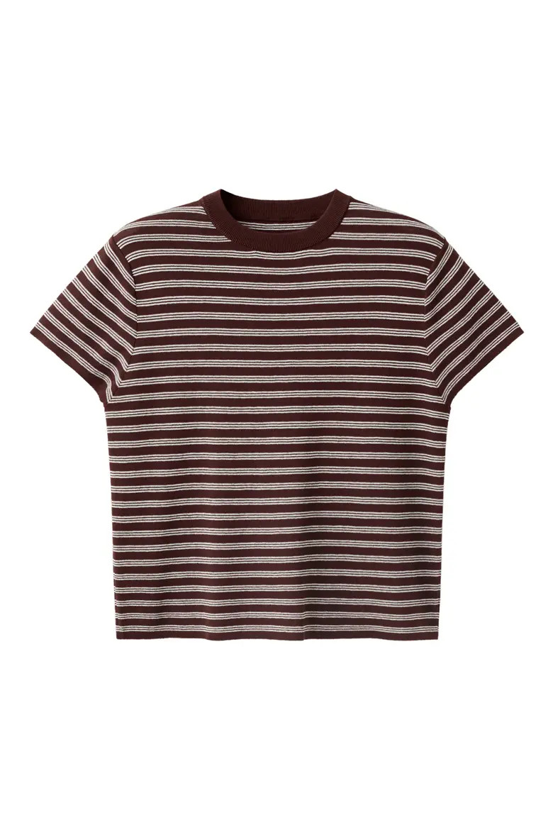 MANGO Striped Ribbed Short Sleeve Sweater (Women) | Nordstrom | Nordstrom