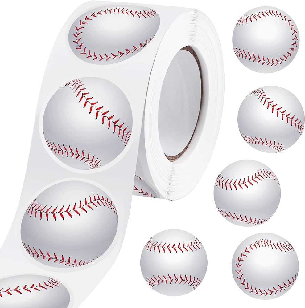 durony 500 Pieces Baseball Stickers Self-Adhesive Sports Ball Sticker Labels Roll Baseball Theme ... | Amazon (US)
