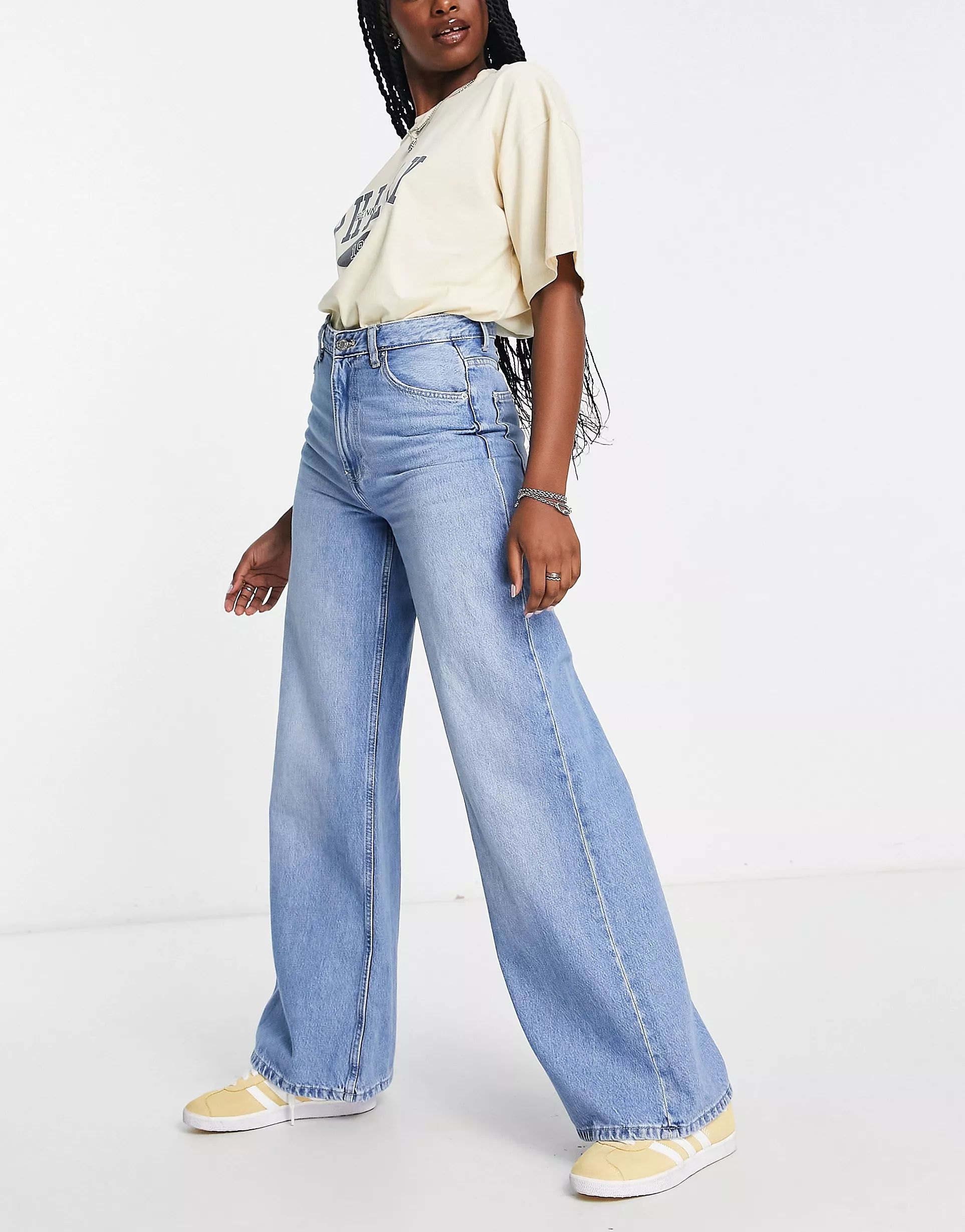 Bershka slouchy dad jeans in light blue | ASOS (Global)