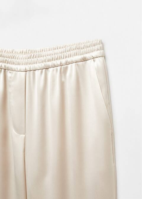 Satin pants with elastic waist -  Women | Mango USA | MANGO (US)