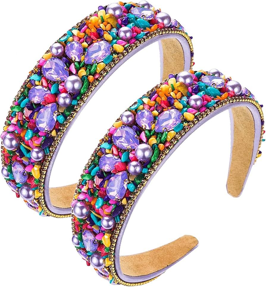 MUQINGWAN Ladies Fashion Headband, Personality Rhinestone Decoration Candy Color Headband Girls H... | Amazon (US)