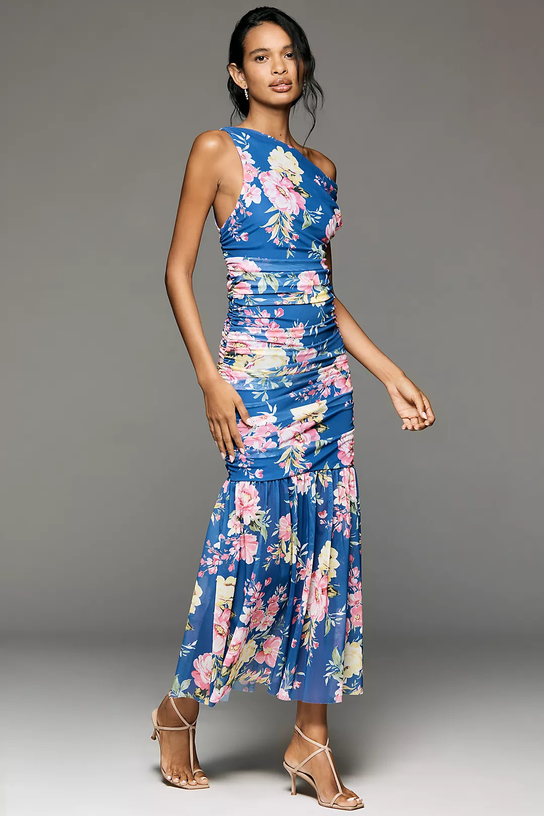 By Anthropologie Off-Shoulder Printed Mesh Maxi Dress | Anthropologie (US)
