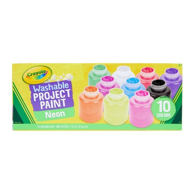 Crayola 10ct 2oz Washable Kids Paint Neon Colors | Target