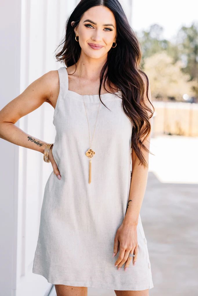 This Is The Way Oatmeal White Shift Dress | The Mint Julep Boutique