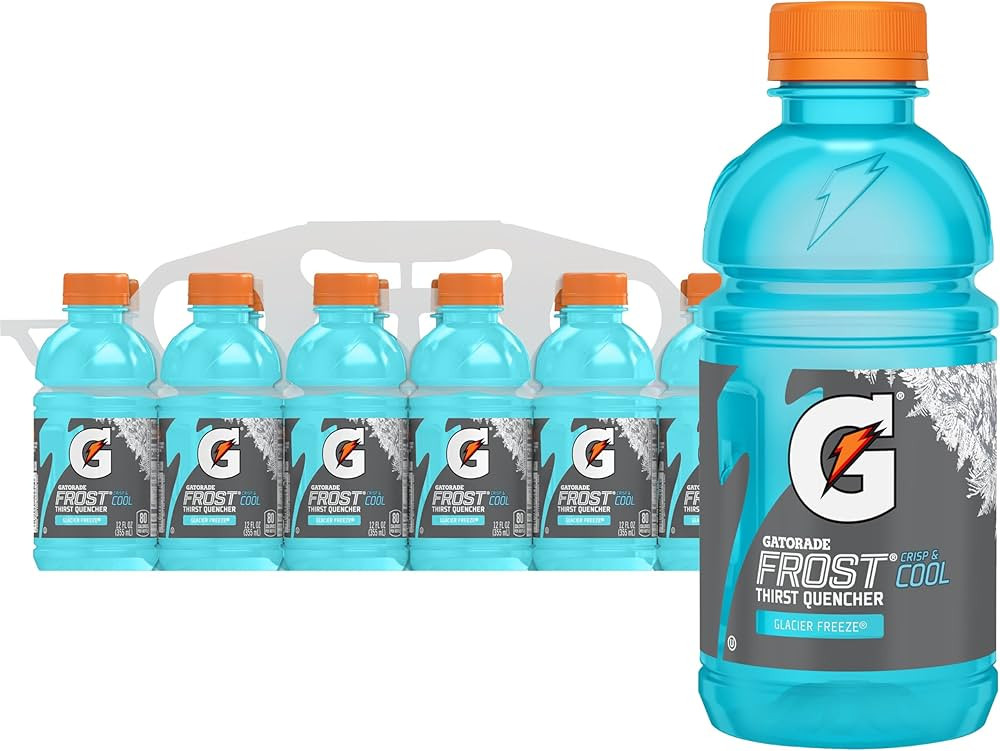 Gatorade Thirst Quencher Sports Drink, Frost Glacier Freeze, 12oz Bottles, 12 Pack, Electrolytes ... | Amazon (US)