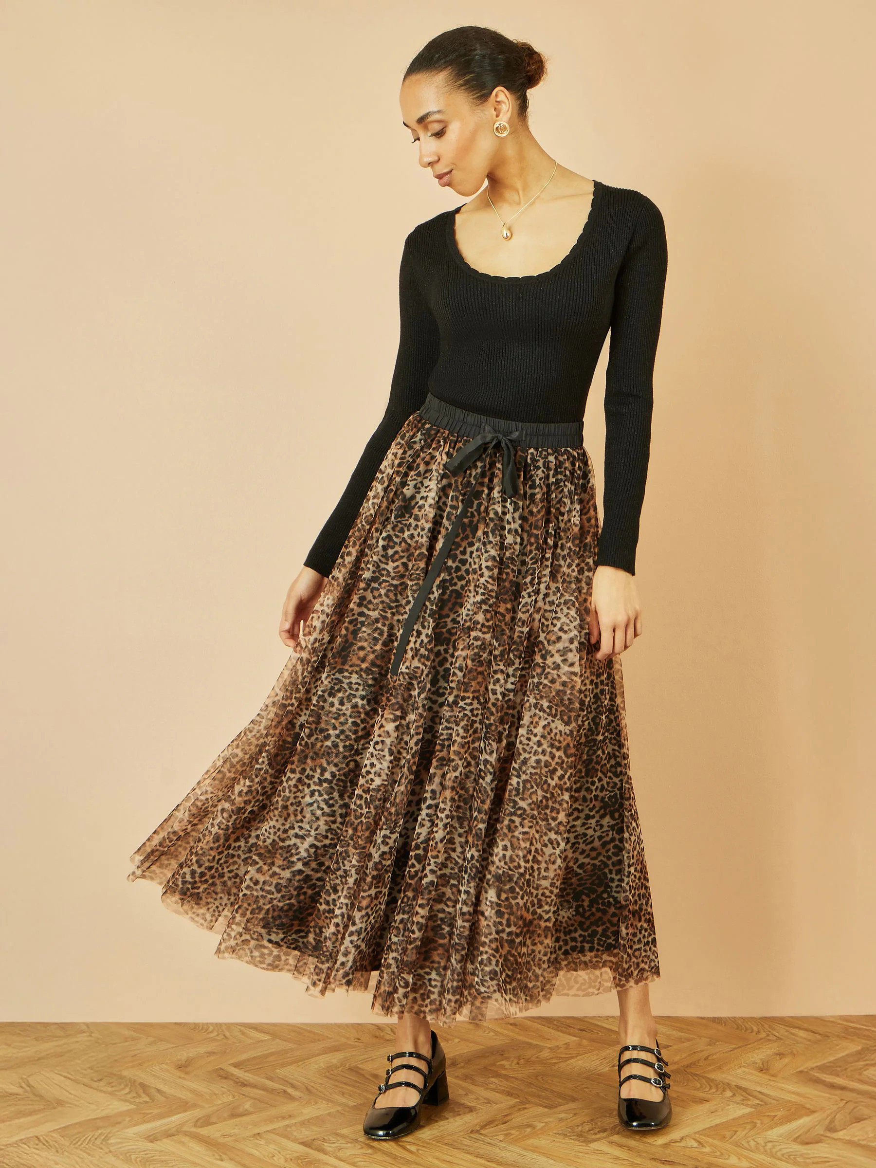 Yumi Yumi Brown Leopard Mesh Tulle Skirt | Next US