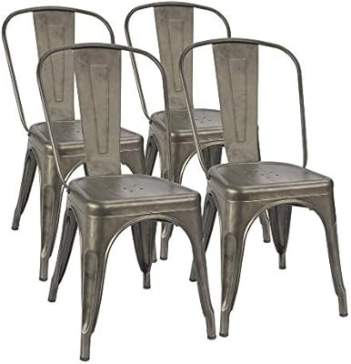 Furmax Metal Dining Chairs Set of 4 Indoor Outdoor Patio Chicken 18 Inch Seat Height Trattoria Ch... | Amazon (US)