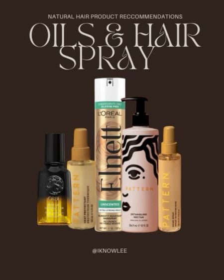 Natural hair product recommendations including hair sprays, heat protectants, oils, detanglers and shine sprays 