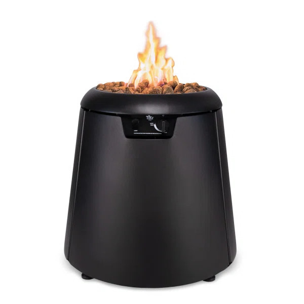 TIKI Brand Customizable 28.5" Propane Fire Pit - Includes Tabletop Insert and Lava Rocks,  Black | Wayfair North America
