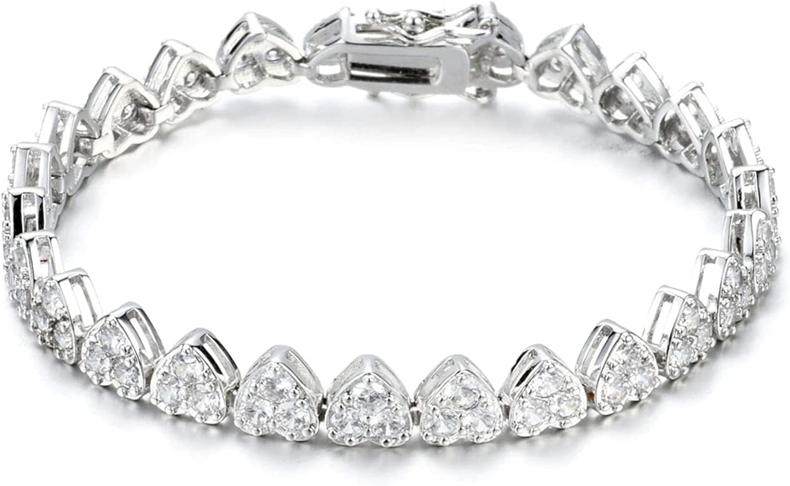 ADIRFINE 18K Gold Plated Cubic Zirconia Heart Tennis Bracelet | Amazon (US)