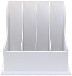 Wooden Vertical Desktop Organizer – Four Compartment White File, Document and Magazine Holder ... | Amazon (US)