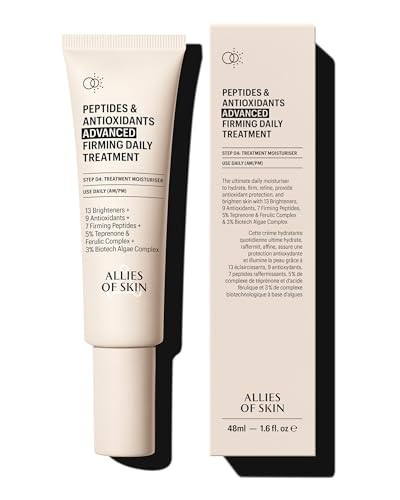 Allies of Skin Peptides & Antioxidants Advanced Firming Daily Treatment with 13 Brighteners, 9 Antioxidants, 7 Firming Peptides, 5% Teprenone & Ferulic Complex and 3% Biotech Algae Complex 48ml/1.6oz | Amazon (US)