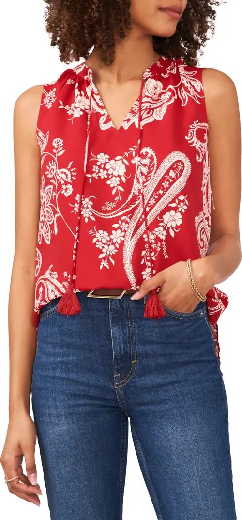 Blooming Paisley Print Split Neck Top | Nordstrom