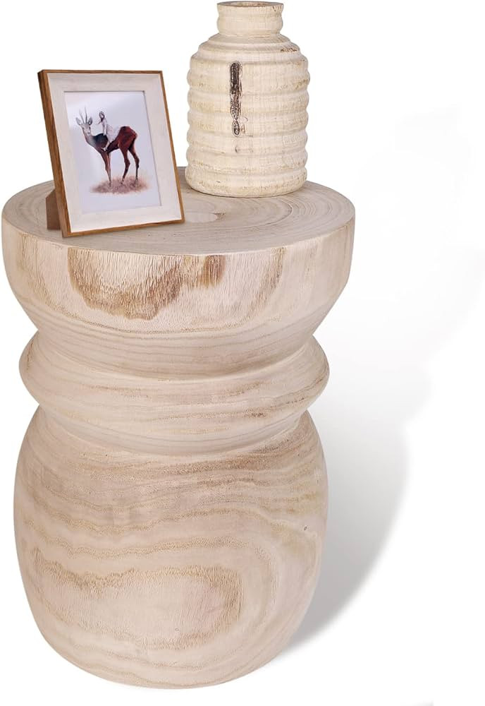 Uziass Wood Tree Stump Side Table Stool, Wooden Stump End Table Round Stump Table Outdoor Stump T... | Amazon (US)