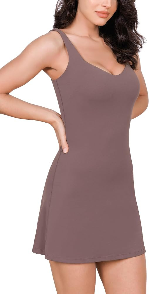 ODODOS Women's Cloud Feeling Tank Dress with Separate Shorts and Built in Bra U Back Mini Tennis ... | Amazon (US)