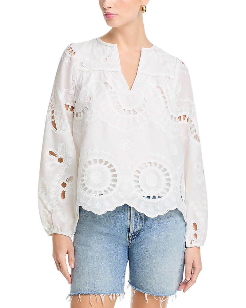 Aqua Eyelet Long Sleeve Top - Exclusive | Bloomingdale's (US)