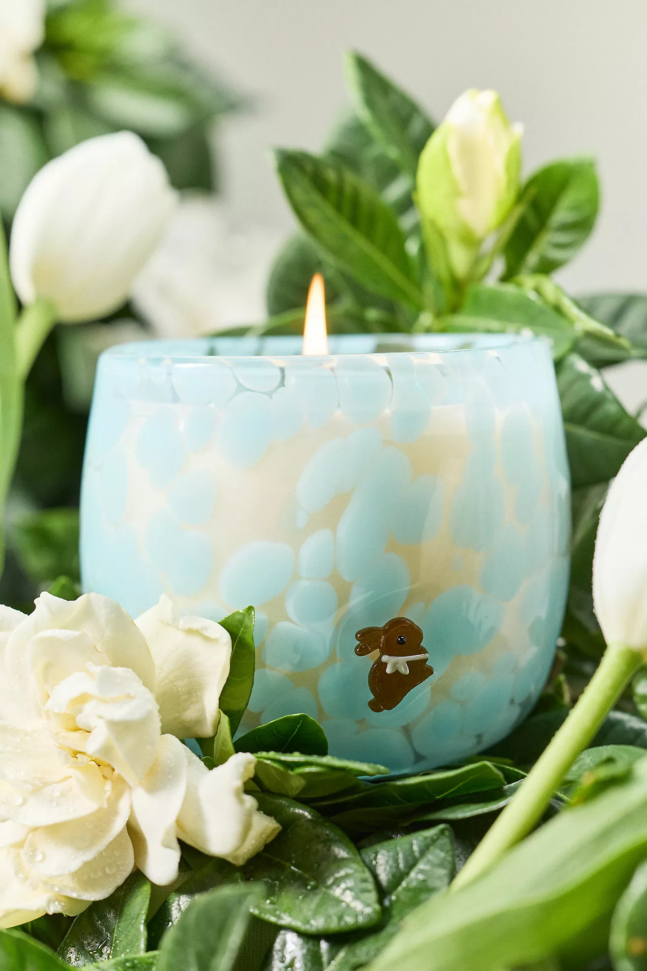 Bunny Spring Icon Floral Tulip Fields Glass Candle | Anthropologie (US)