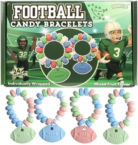 Football Candy Bracelets, Sports Themed Edible Jewelry, Individually Wrapped Team Party Favors, 2... | Amazon (US)