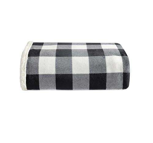 Eddie Bauer - Throw Blanket, Reversible Sherpa Fleece Bedding, Buffalo Plaid Home Decor for All Seasons (Black Check, Throw) | Amazon (US)
