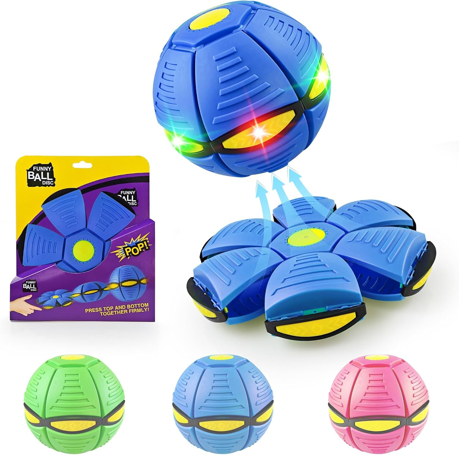 Magic Bouncing Ball 6-Light Dual Form – Pop up, Meta Ball Metaball Transforming Design – Flying Saucer Bouncy – Interactive Bouncing Balls Perfect for Halloween Pack – Blue | Amazon (US)