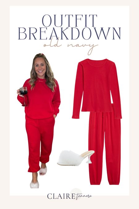 Styling this red 2 piece matching set from Old Navy for the perfect midsize Christmas day outfit! This cozy red oversized tunic and these matching red high-waisted joggers are currently 50% OFF. Since these pieces are oversized, I chose a size small on top and medium on bottom. They are both available in multiple colors AND regular, tall, petite. I am wearing the color Robbie Red. 

Embrace the coziness on Christmas morning by pairing this outfit with comfy slippers. Elevate your look for Christmas day by adding a cute headband and chic booties, striking the perfect balance between comfort and style. Conclude the holiday festivities in style—tie a velvet bow in your hair, swap your booties for festive high heels, and, of course, accessorize with a glass of wine! 

#midsize #appleshape #size10influencer  #OldNavyStyle #spottedinOldNavy

#LTKHoliday #LTKfindsunder50 #LTKmidsize