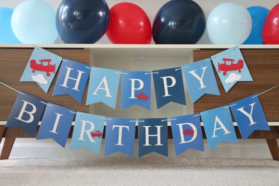 Airplane Birthday Banner, Vintage Airplane Banner, Up Up and Away, Biplane Banner, Airplane Party... | Etsy (US)