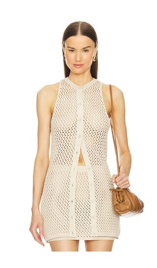 Tilli Crochet Vest in Linen Beige | Revolve Clothing (Global)