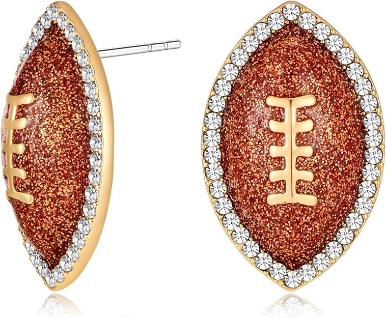 14K Gold Plated Rugby Football Earrings Sports Fan Jewelry for Women & Men | Amazon (US)
