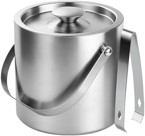Stainless Steel Ice Bucket - 3L Double-Wall Insulated Ice Buckets for Parties with Lid & Tongs, L... | Amazon (US)